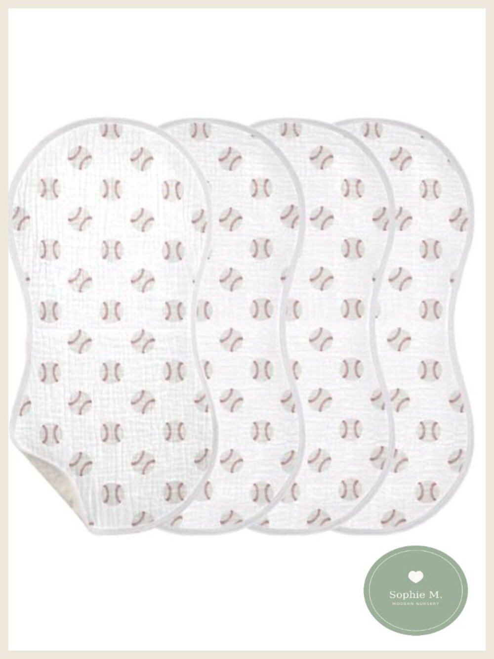 Cotton Muslin Burp Cloths Baby Towel Set 4 Baseball Newborn Spit Up